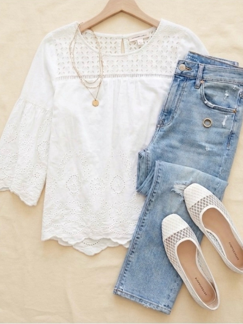 Anthropologie White Eyelet Crochet Blouse